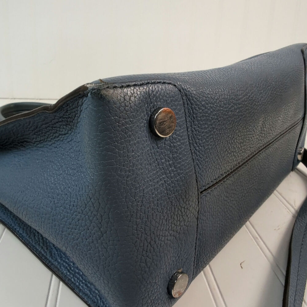 Michael Kors Mercer Leather Satchel Handle Removable Strap Light Blue - Picture 9 of 14